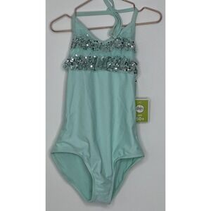 Girls One Piece Swimsuit, Circo, Medium 7/8, New with Tags Sequins On Bodice